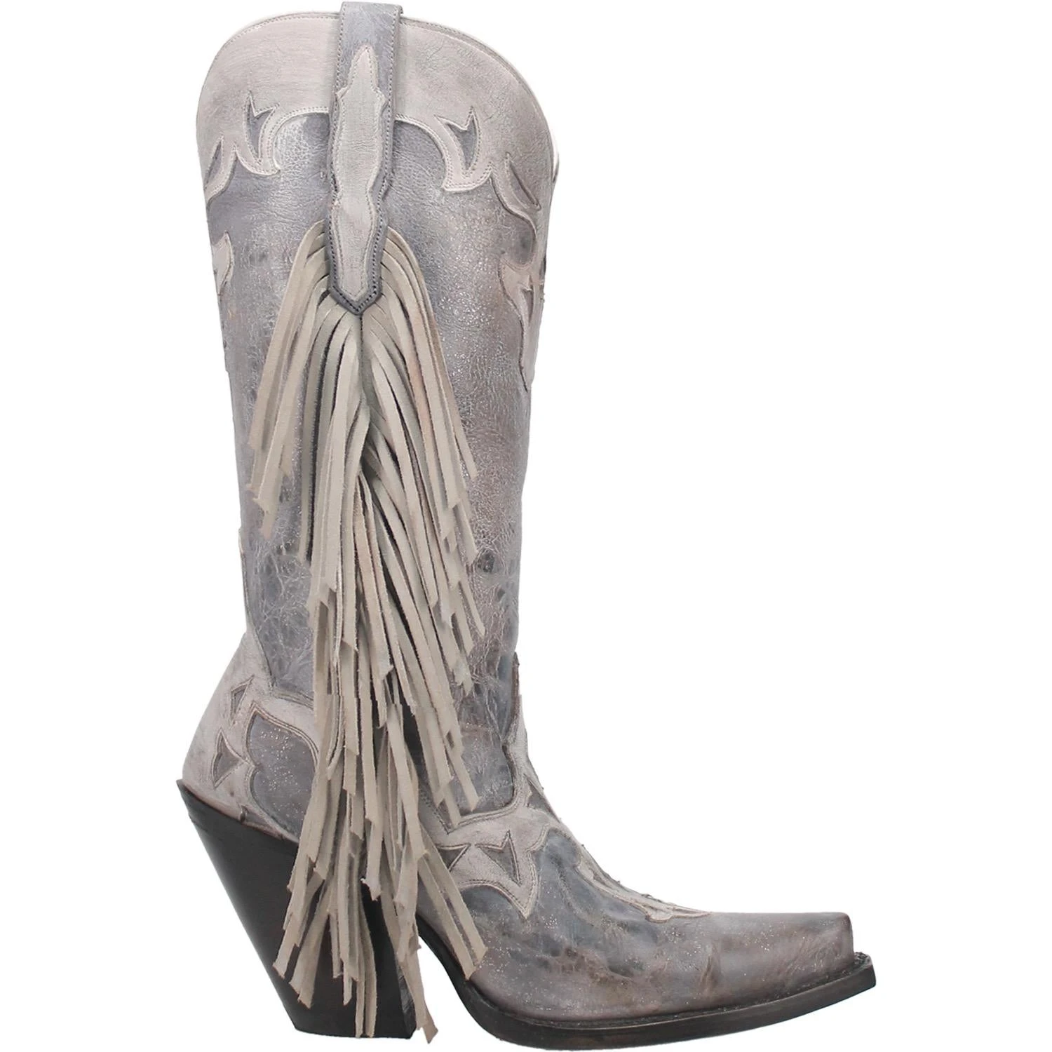 Dan Post Ladies 13" Ameya Grey Metallic With Fringe Western Boots DP4379 - Image 3