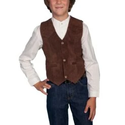 Scully Children's Boar Suede Brown Snap Front Vest 2002-67