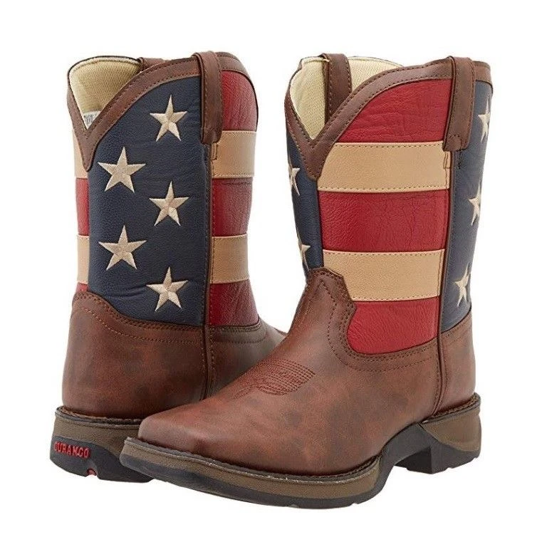 Durango Children's 8" Square Toe Patriotic Western Flag Boots BT245C / BT245Y - Image 4