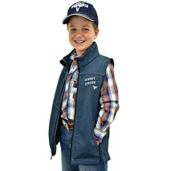 Cowboy Hardware Boy's Cowboy Strong Heather Navy Vest 387103-484