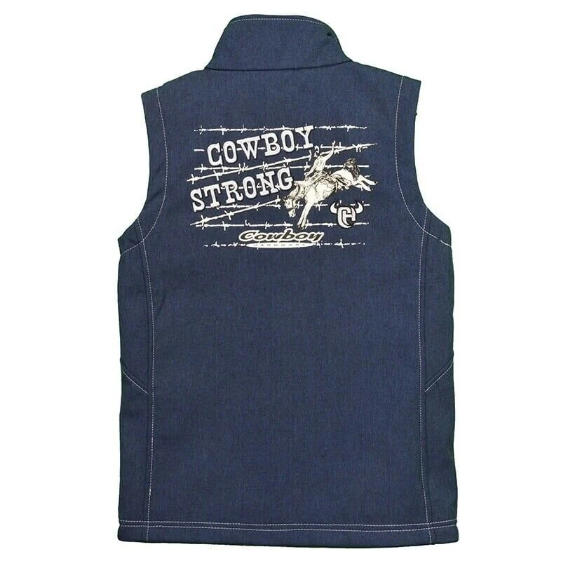 Cowboy Hardware Boy's Cowboy Strong Heather Navy Vest 387103-484 - Image 3