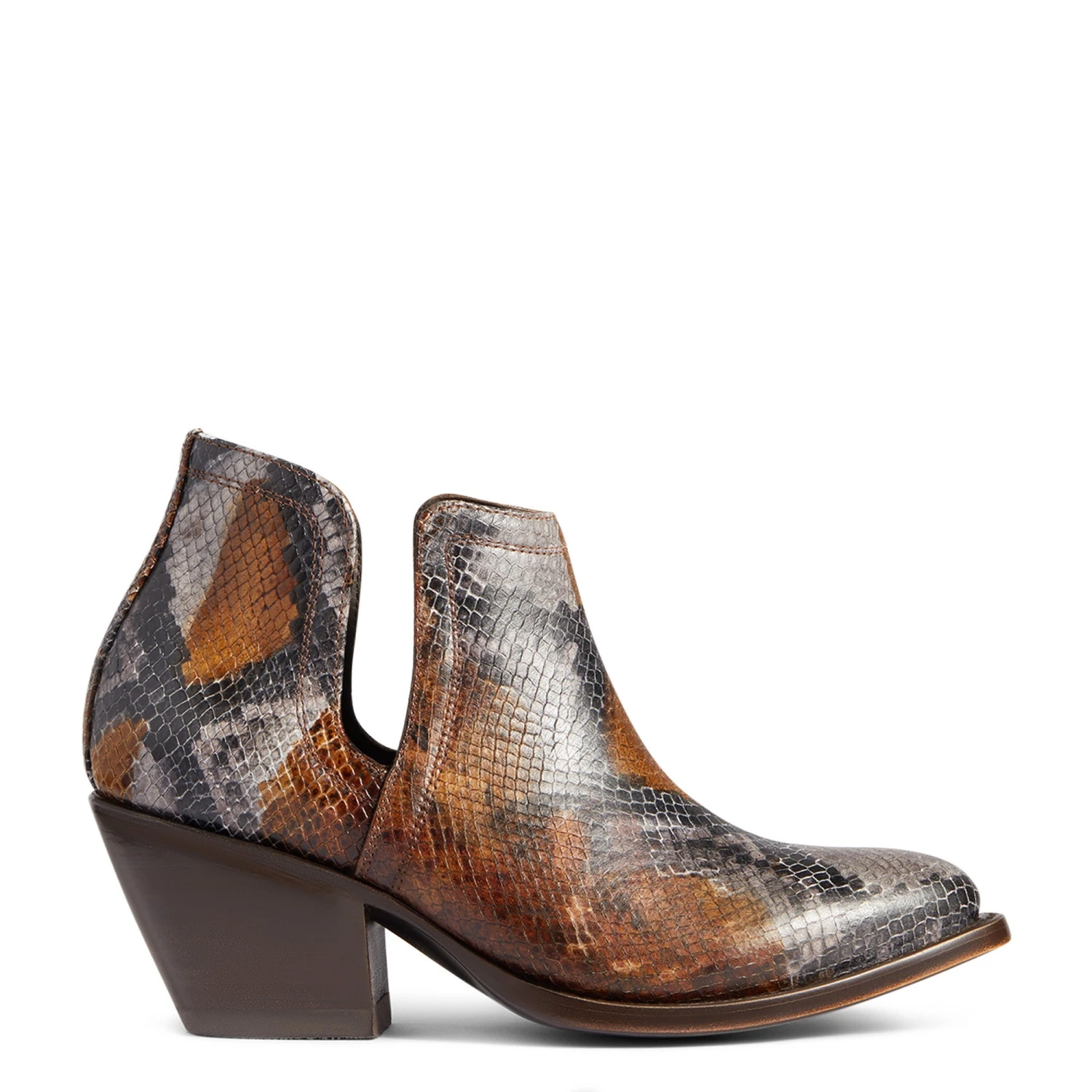 Ariat® Ladies Dixon R Toe Snake Print Brown Western Booties 10038548 - Image 3