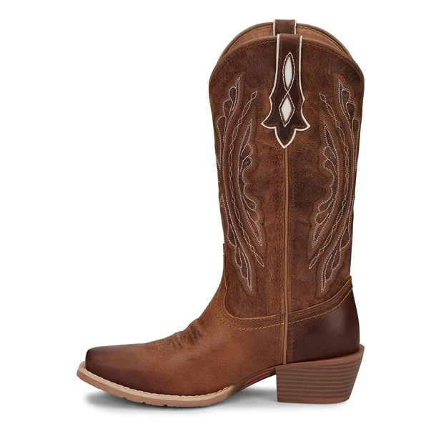 Justin® Ladies Rein Cowhide Leather Tan Square Toe Western Boots L2962 - Image 4