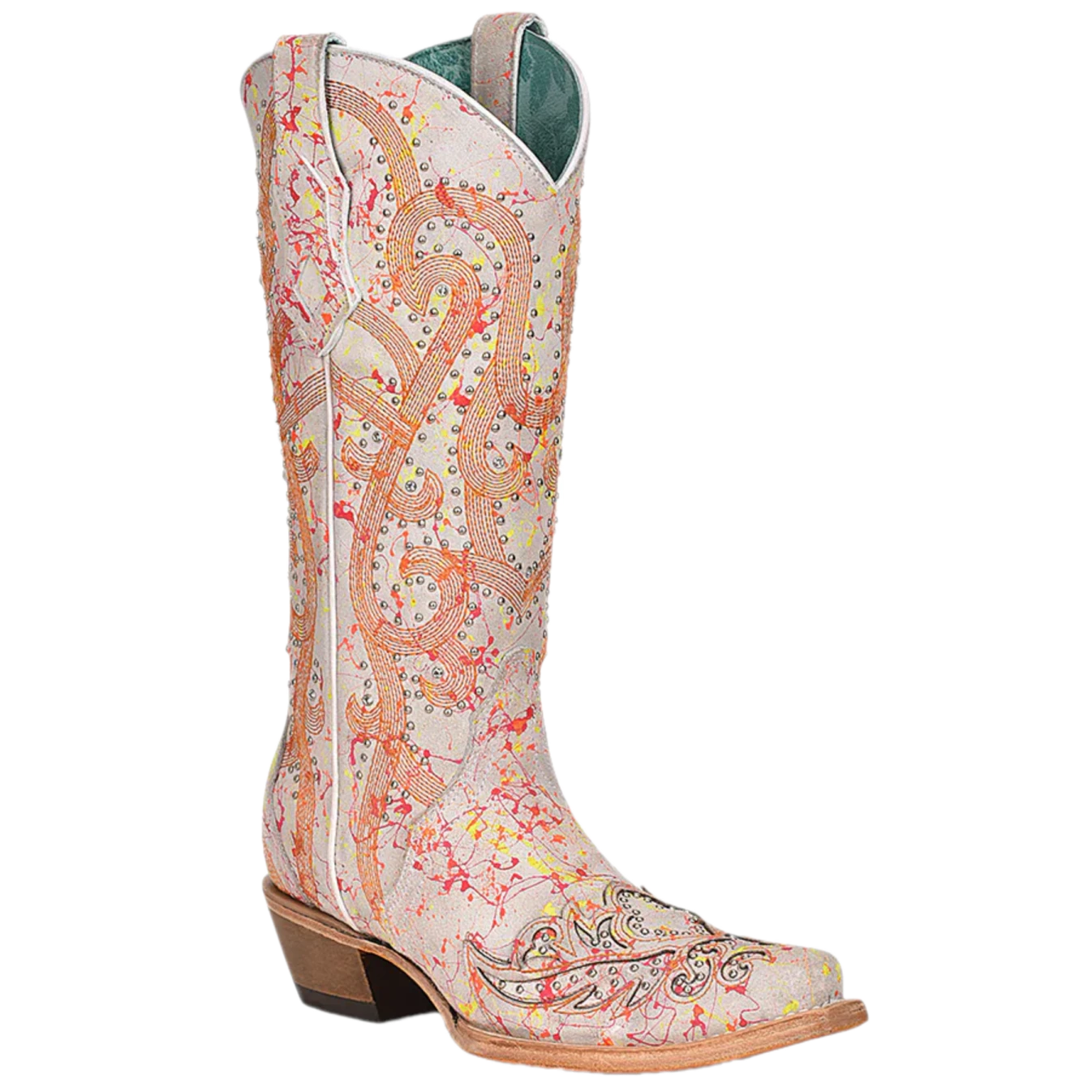 Corral Boots Corral® Ladies Multicolor Overlay Neon Black Light Snip Toe Boots C3980