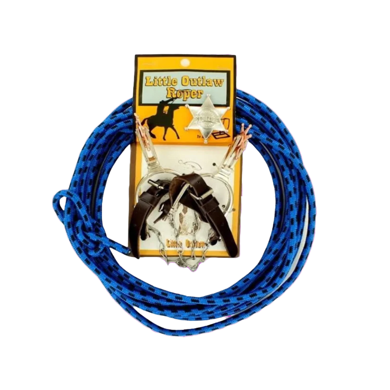 M&F® Kids Blue Leather & Buckle Spur & Rope Set 50108