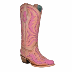 Corral Boots Corral Ladies Pink Overlay & Fluorescent Embroidery Western Boots C3970