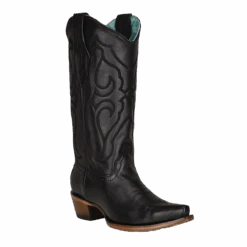 Corral Boots Corral Ladies Black Matching Stitch Pattern & Inlay Snip Toe Boots Z5072
