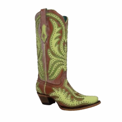 Corral Boots Corral® Ladies Lime Green Neon Overlay Fluorescent Embroidery Boots C3971