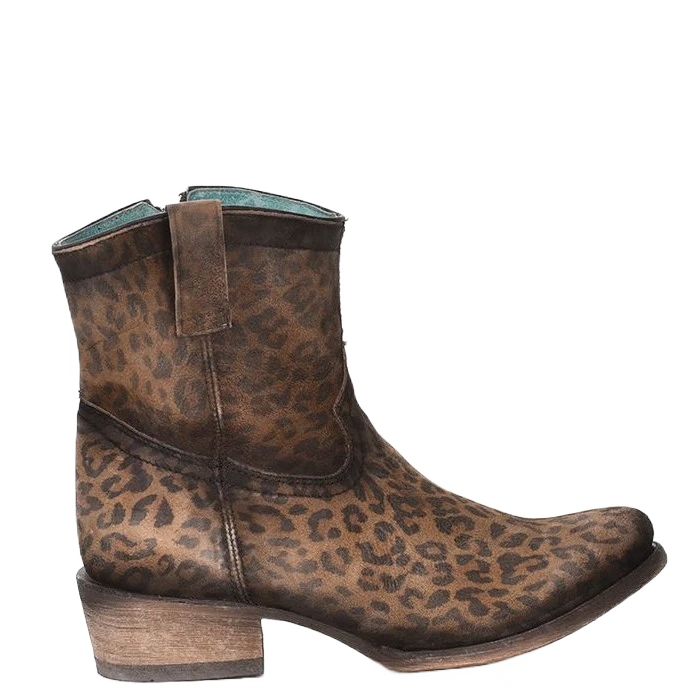 Corral Boots Corral Ladies Brown Leopard Print Round Toe Booties C3627 - Image 2