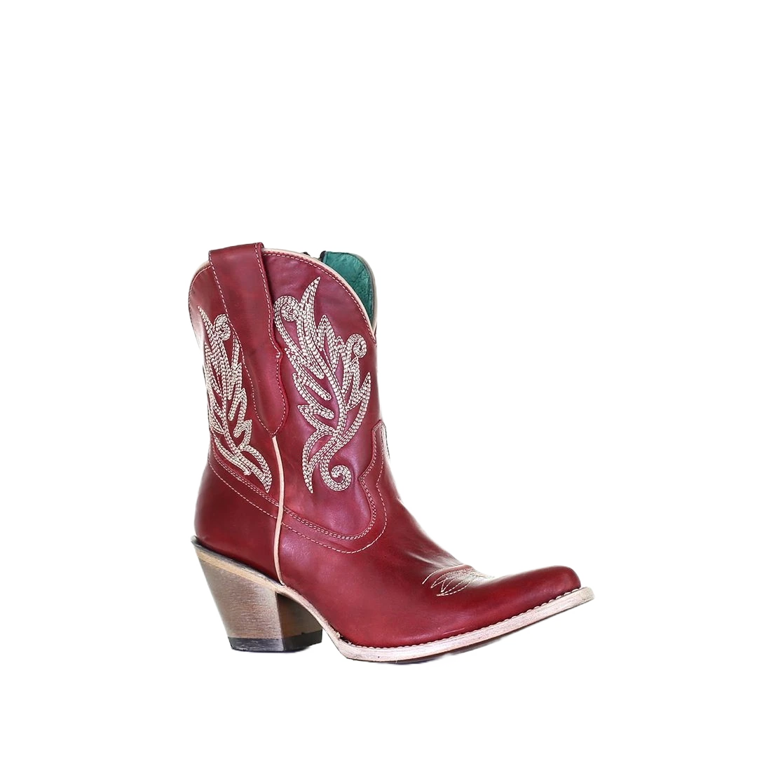 Corral Boots Corral Ladies Red Embroidered Zip Up Ankle Boots E1667