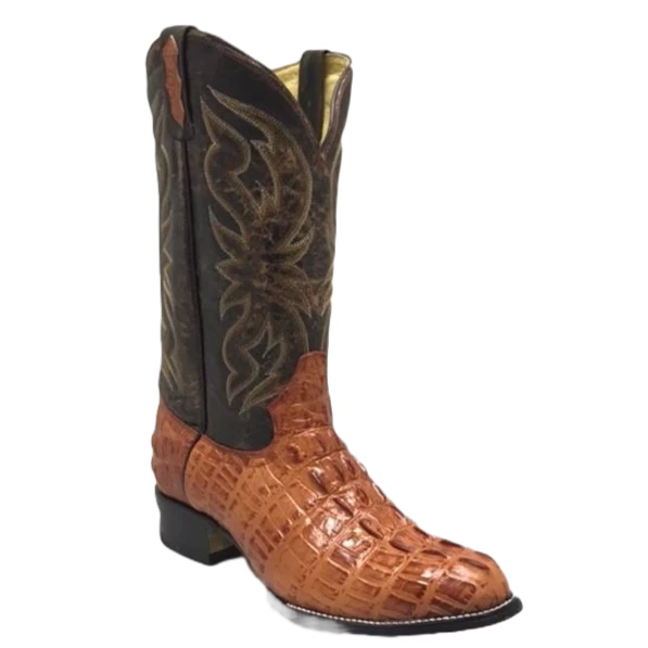Cowtown Men's Cognac R Toe Alligator Print Western Boots R6094
