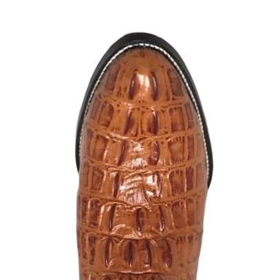 Cowtown Men's Cognac R Toe Alligator Print Western Boots R6094 - Image 2