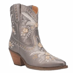 Dingo Ladies Primrose Floral Embroidery Pewter Boots DI748-GY14