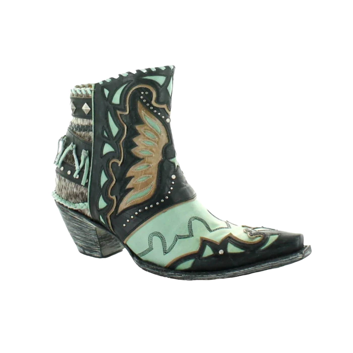 Old Gringo® Ladies Eagle Flight Black & Aqua Snip Toe Booties BL3515-1