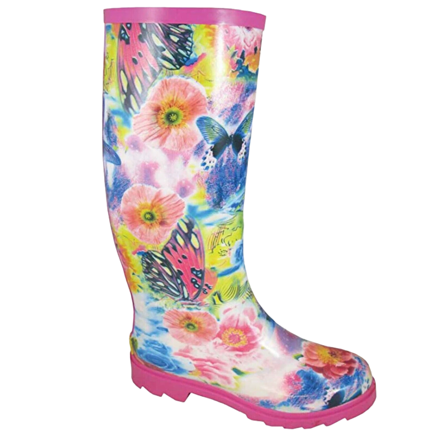 Smoky Mountain Ladies Pink Butterfly & Flower Rubber Boots 6771