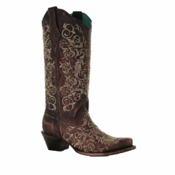 Corral Boots Corral Ladies Honey Brown Floral Snip Toe Western Boots Z5016