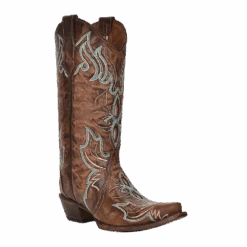 Circle G By Corral Ladies Brown Inlay & Turquoise Embroidered Western Boots L5961