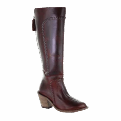 Corral Boots Corral Ladies Burgundy Woven & Zippered Leather Tall Top Boots F1198
