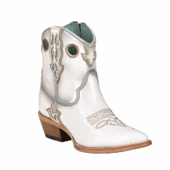 Corral Boots Corral® Ladies Embroidered White & Gold Pointed Toe Ankle Booties C3898