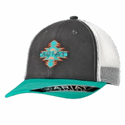 Ariat Children's Aztec Grey & Teal Baseball Cap 1519006