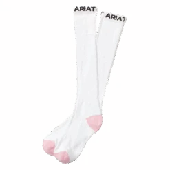 Ariat Ladies 3 Pack White & Pink Over The Calf Socks A2500405