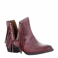Circle G By Corral Ladies Wine Studs & Fringe Booties Q5092