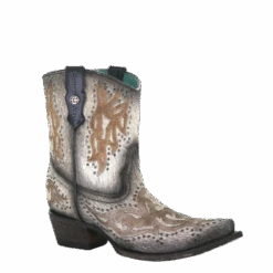 Corral Boots Corral Ladies Grey Fur Laser & Studs Shortie Boots C3638
