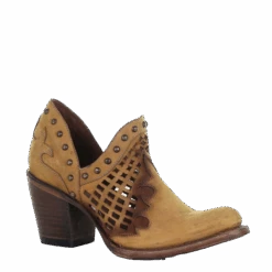 Circle G By Corral Ladies Cut Out & Studs Yellow Ankle Booties Q7006