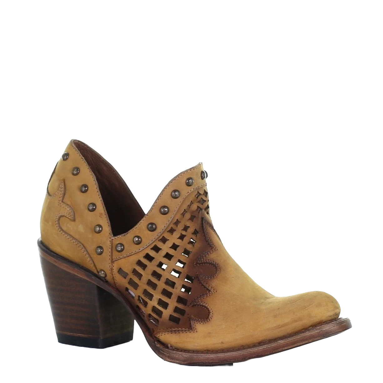Circle G By Corral Ladies Cut Out & Studs Yellow Ankle Booties Q7006