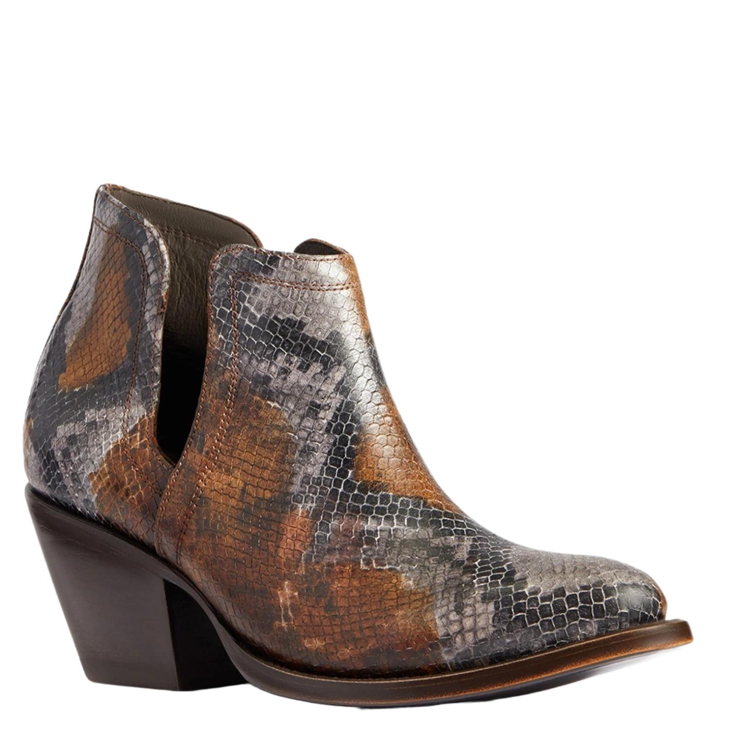 Ariat® Ladies Dixon R Toe Snake Print Brown Western Booties 10038548
