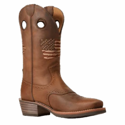 Ariat Men's Roughstock Patriot Distressed Brown Square Toe Boots 10040348