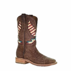 Corral Boots Corral Men's Eagle Inlay Brown Square Toe Boots A4106