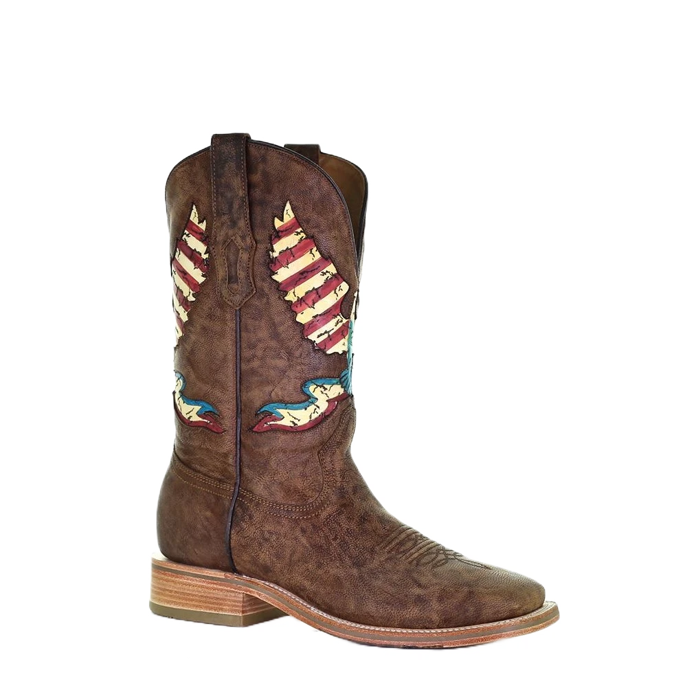 Corral Boots Corral Men's Eagle Inlay Brown Square Toe Boots A4106
