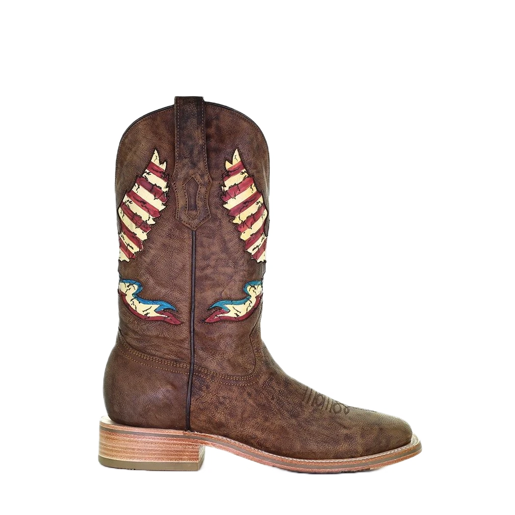 Corral Boots Corral Men's Eagle Inlay Brown Square Toe Boots A4106 - Image 2