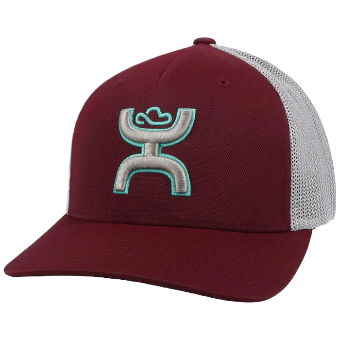 Hooey Children's "Coach" Maroon And Grey Flexfit Hat 2112MAGY-Y