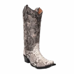 Circle G By Corral Ladies Black Python Embroidery Boots L5698