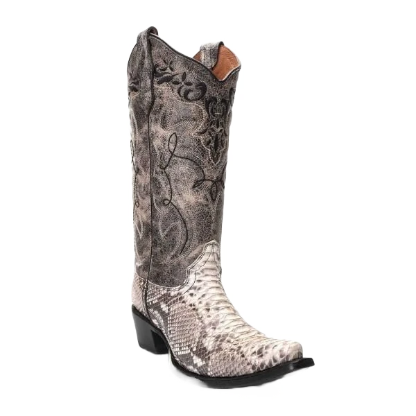 Circle G By Corral Ladies Black Python Embroidery Boots L5698