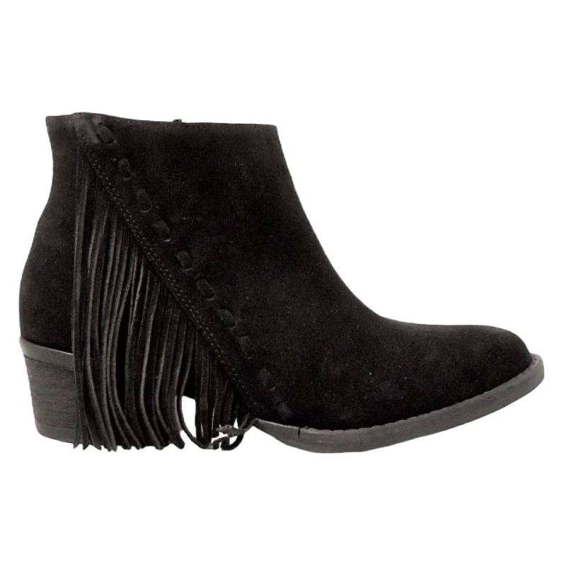 Circle G By Corral Ladies Black Suede Side Fringe Bootie Q0036