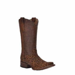 Circle G® Youth Leopard Print & Saddle Tan Square Toe Boots J7108