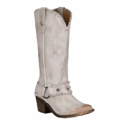 Circle G By Corral Ladies Harness Woven White Round Toe Boots Q0207