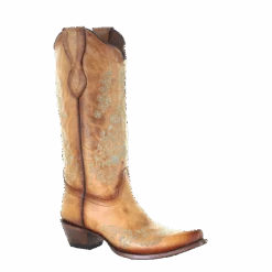 Circle G By Corral Ladies Straw Brown Embroidery Snip Toe Boots L2003