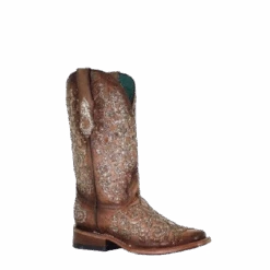 Corral Boots Corral Ladies Saddle Overlay & Embroidery Square Toe Boots C3772