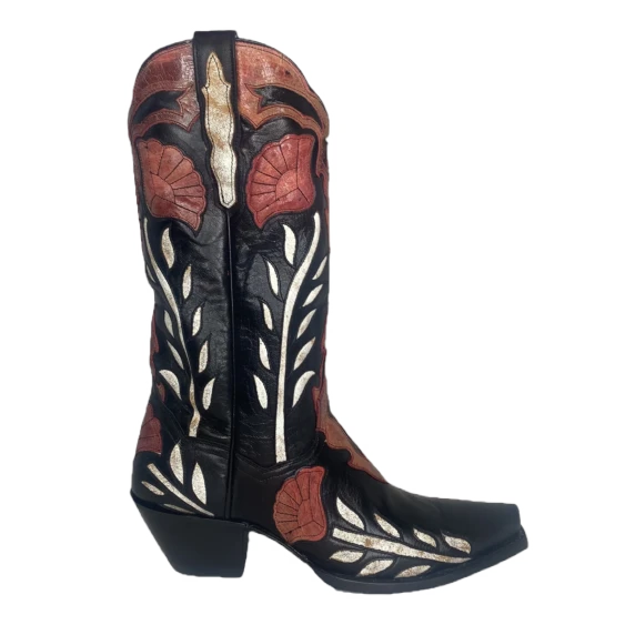 Dan Post® Ladies Alyssia Distressed Floral Black Snip Toe Boots DP4350 - Image 2