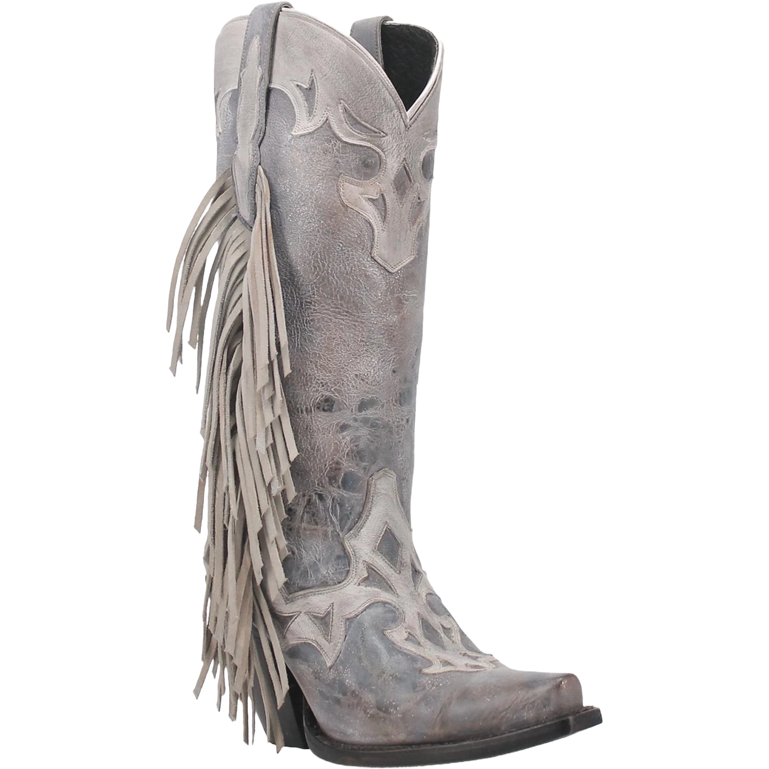 Dan Post Ladies 13" Ameya Grey Metallic With Fringe Western Boots DP4379