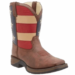 Durango Children's 8" Square Toe Patriotic Western Flag Boots BT245C / BT245Y