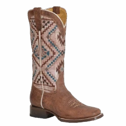 Roper Ladies Margo 13" Square Toe Vintage Brown Leather Boots 09-021-7015-8409
