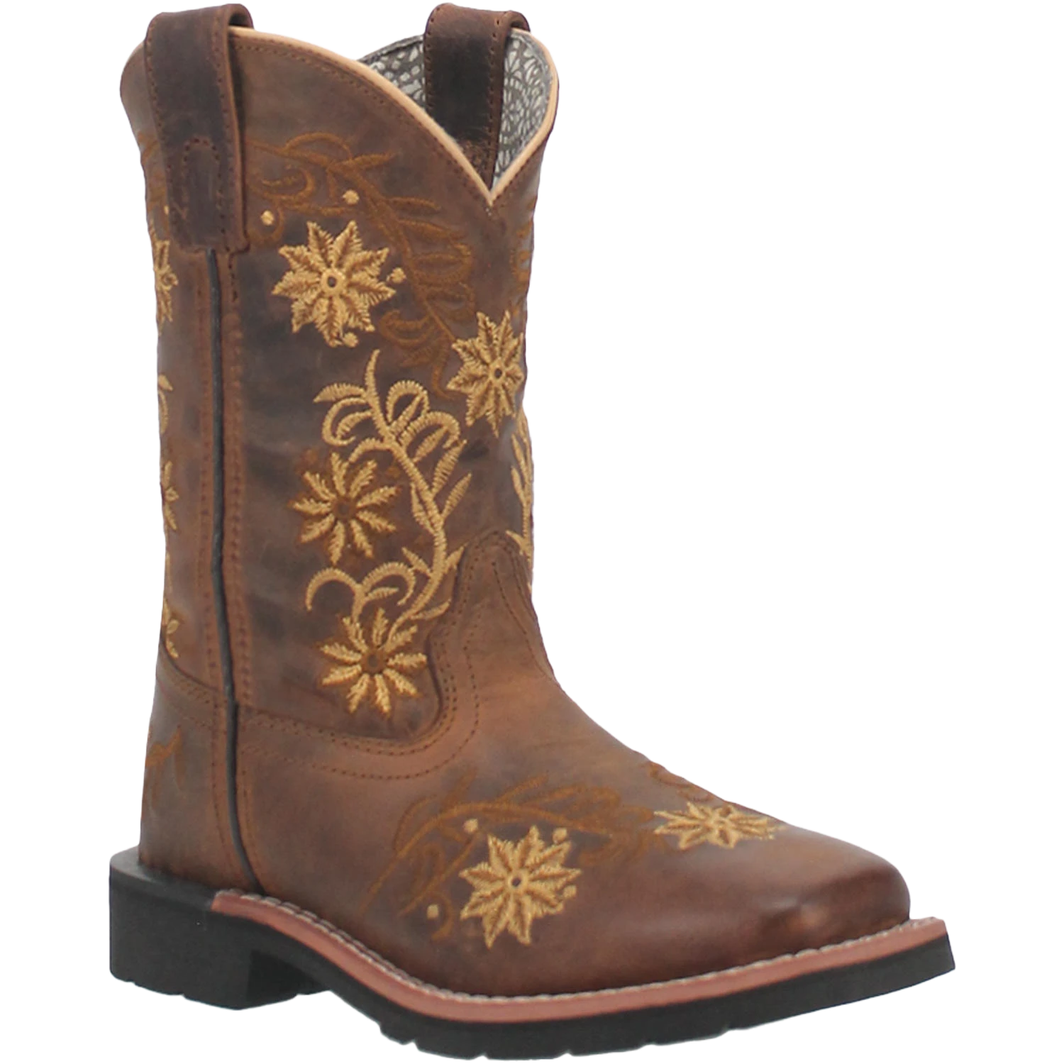 Dan Post Youth Gardenia Embroidered Honey Brown Leather Boots DPC3942