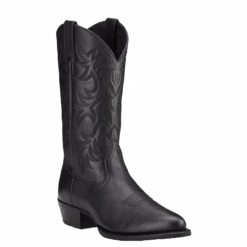 Ariat Men's Heritage Western R Toe Black Deertan Boots 10002218
