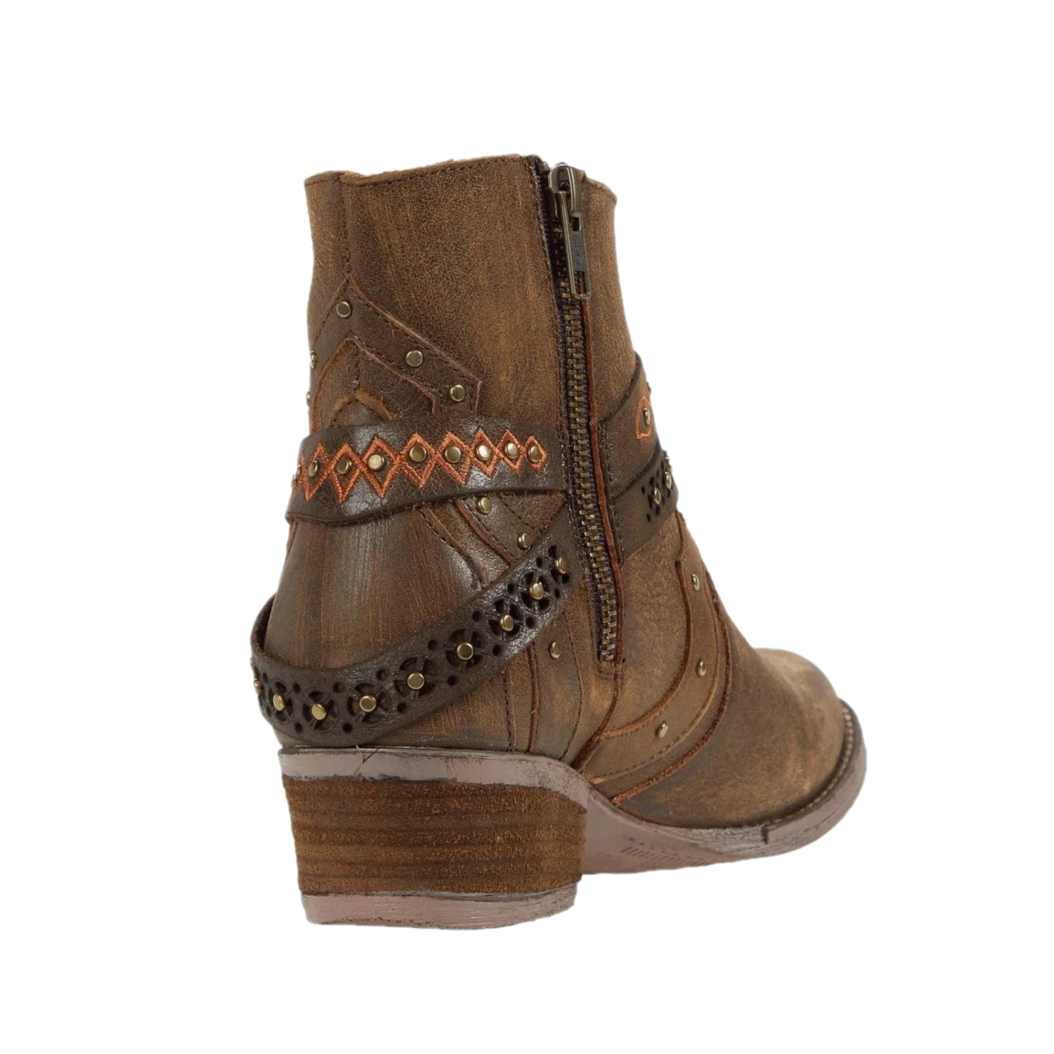 Circle G By Corral Ladies Studded Harness Brown Ankle Boots Q0094 - Image 3