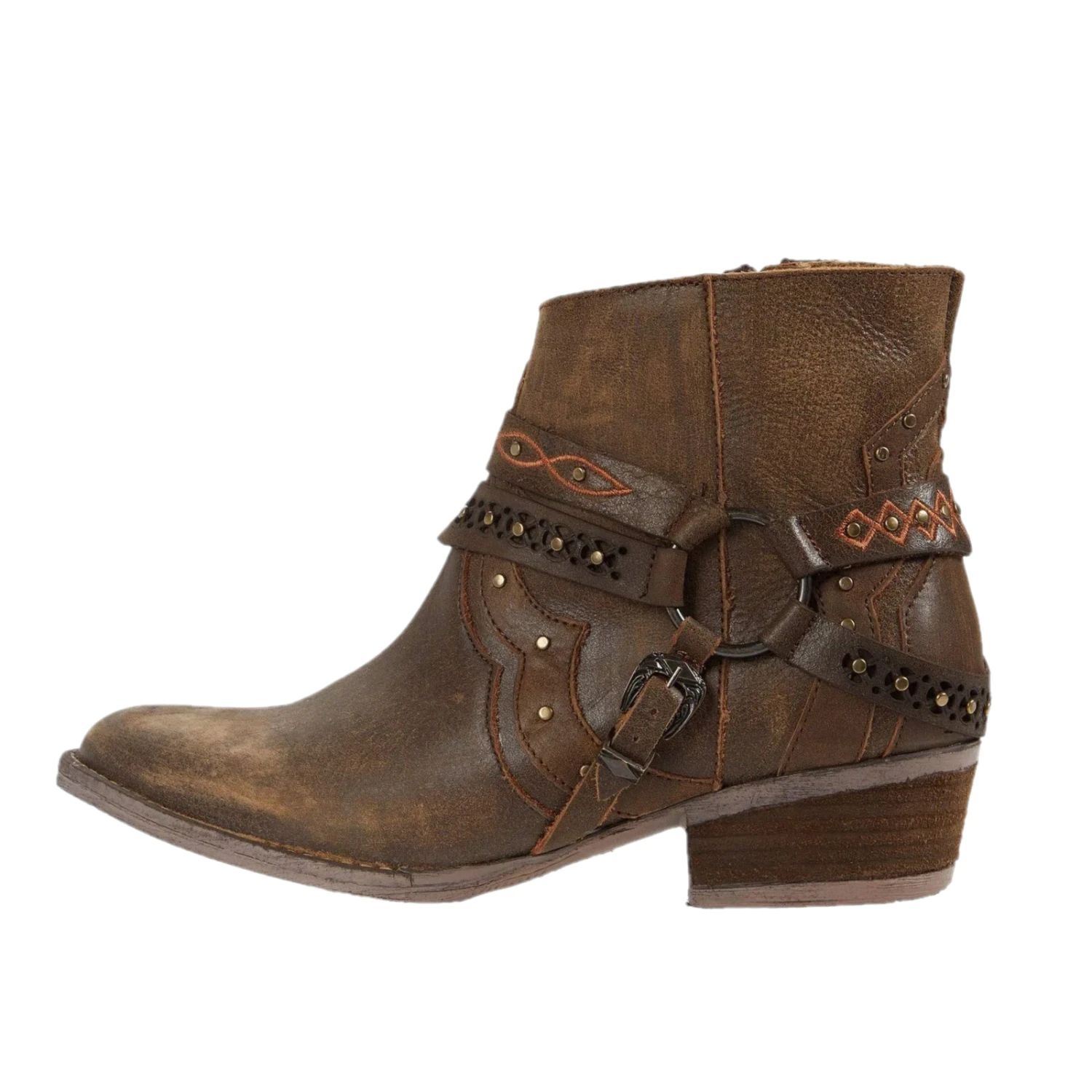 Circle G By Corral Ladies Studded Harness Brown Ankle Boots Q0094 - Image 5